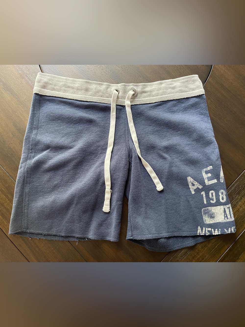 Aeropostale Navy Blue Shorts with Heather Gray Waistband and Drawstring